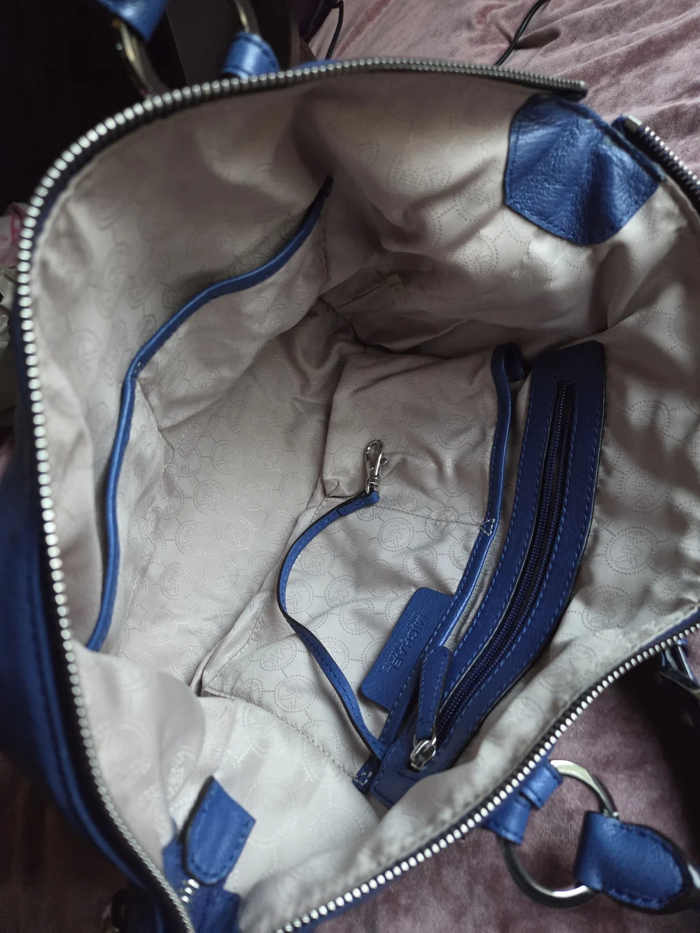 Michael Kors Blue Bedford Belted Medium Satchel